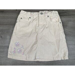 Gap Kids Corduroy Skirt Girls Size 7 Regular Pale Blush Pink Flowers 5 pocket